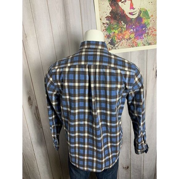 LL Bean Mens Long Sleeve Button Up Flannel Shirt 2 Pockets - Sz Medium Cotton - Picture 11 of 16